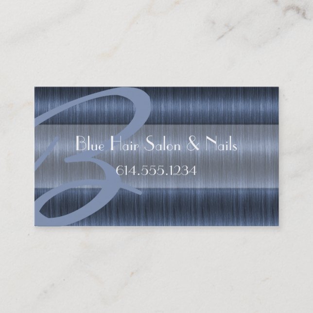 Blue Hair Salon Stylist Unique Business Cards (Front)