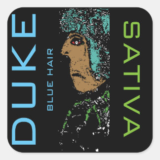 BLUE HAIR SATIVA SQUARE STICKER
