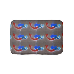 blue-haired mermaids with blue stars bath mat