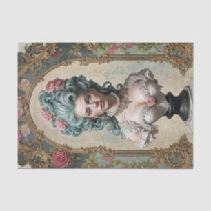 Blue-Haired Rococo Bust - Decoupage Tissue Paper