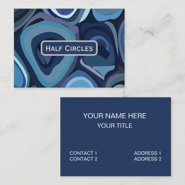 Blue Half Circles Abstract Geometric Business Card (Front/Back)