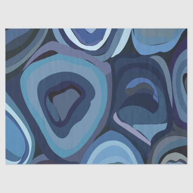 Blue Half Circles Abstract Geometric Tissue Paper (Front)