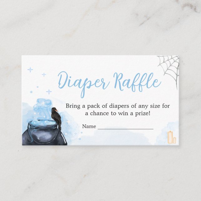 Blue Halloween A Baby is Brewing Diaper Raffle  Enclosure Card (Front)