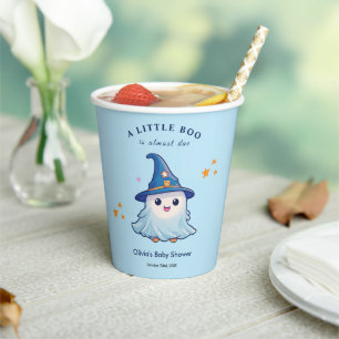 Blue Halloween A Little Boo Baby Shower Paper Cups
