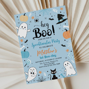 Blue Halloween Birthday Spootacular Party  Invitation