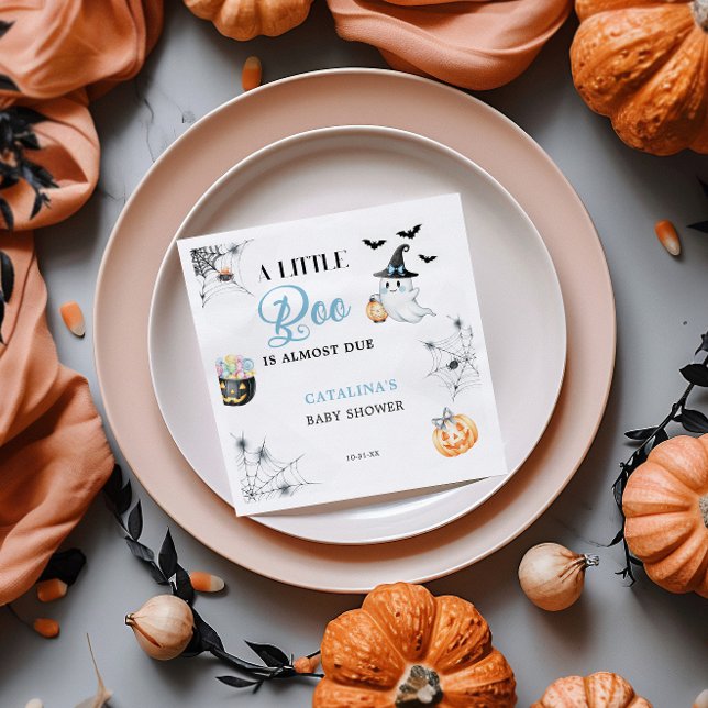 Blue Halloween Ghost Baby Shower Napkin (Creator Uploaded)