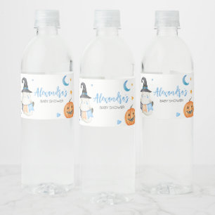 Blue Halloween Ghost Little Boo Bottle Label