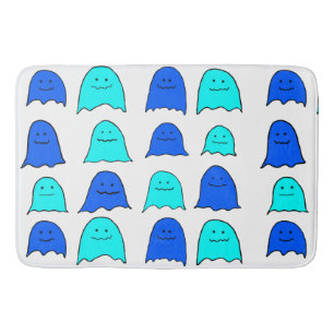 Blue Halloween Ghosts Bath Mat