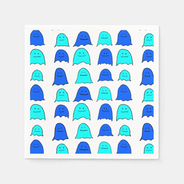Blue Halloween Ghosts Napkin (Front)