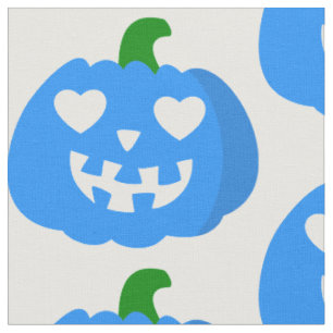 blue halloween heart pumpkin jack-o-lantern fabric