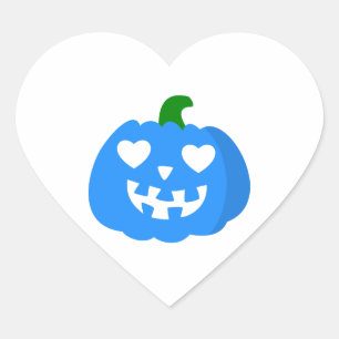 blue halloween heart pumpkin jack-o-lantern sticker