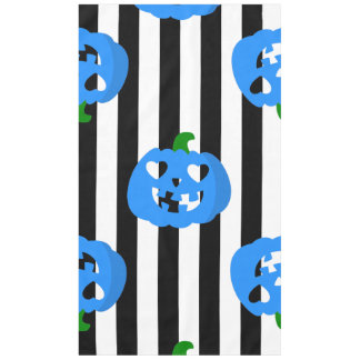 blue halloween heart pumpkin striped tablecloth