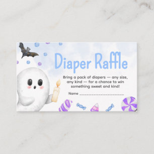Blue Halloween Its a Boy Baby Shower Diaper Raffle Enclosure Card