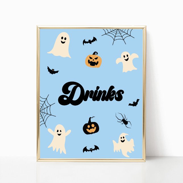 Blue Halloween Spooky Drinks Party Sign (Creator Uploaded)