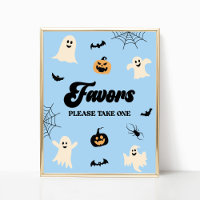 Blue Halloween Spooky Party Favours Sign