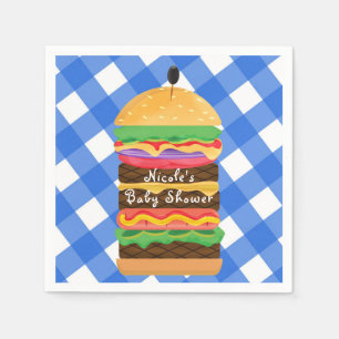 Blue Hamburger Summer Cookout Barbecue BBQ Party Napkin