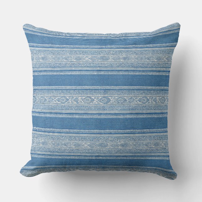 Blue Hamptons Throw Pillow (Front)