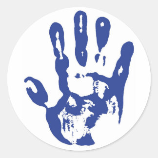 Blue Hand Classic Round Sticker