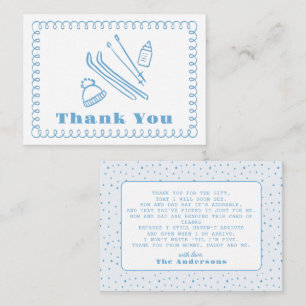 Blue Hand-Drawn Après Bébé Baby Shower Thank You Card