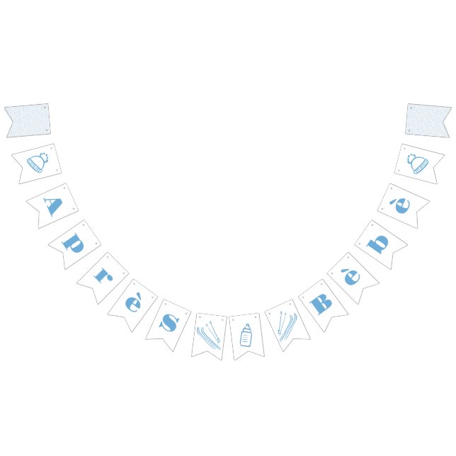 Blue Hand-Drawn Après Bébé Boy Baby Shower Bunting (All)