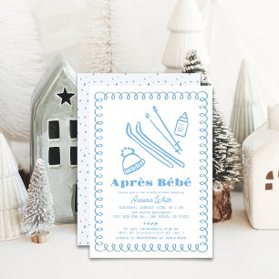 Blue Hand-Drawn Après Bébé Boy Baby Shower Invitation