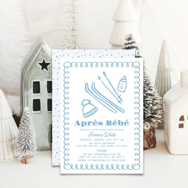 Blue Hand-Drawn Après Bébé Boy Baby Shower Invitation (Creator Uploaded)