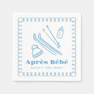 Blue Hand-Drawn Après Bébé Boy Baby Shower Napkin