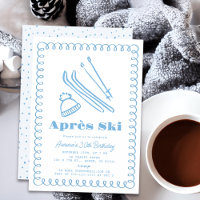 Blue Hand-Drawn Après Ski Winter Adult Birthday