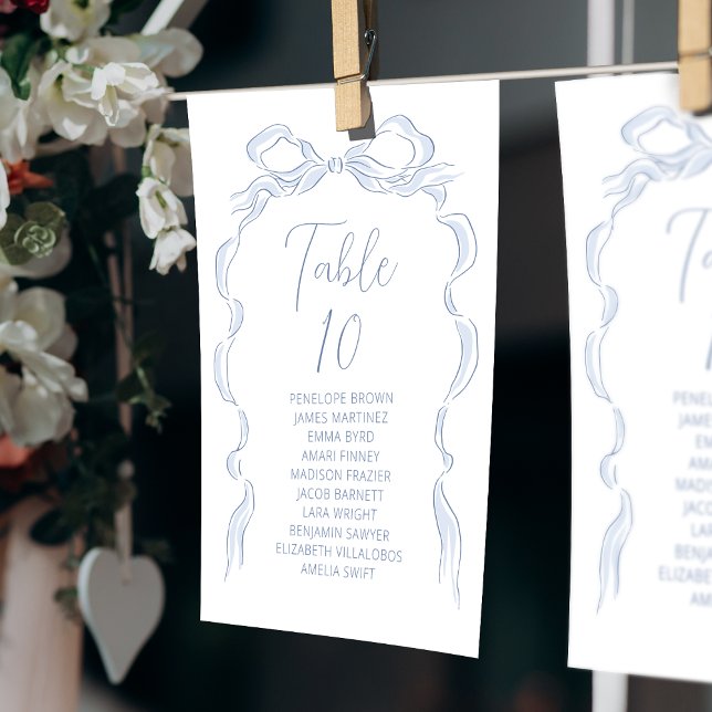 Blue Hand Drawn Bow Table Number seating chart (
Blue Hand Drawn Bow Table Number seating chart)