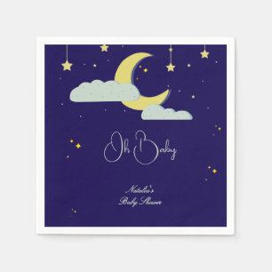 Blue Hand Drawn Celestial Star Moon Baby Shower Napkin