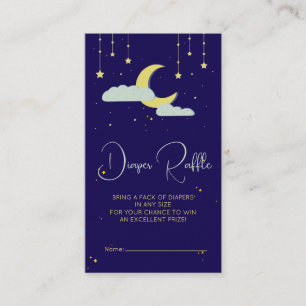 Blue Hand Drawn Celestial Star Moon Diaper Raffle Enclosure Card