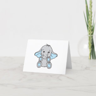Blue Hand Drawn Elephant Pattern Elephant Cartoon Thank You Card