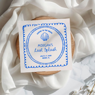 Blue Hand Drawn Last Splash Bachelorette Napkin