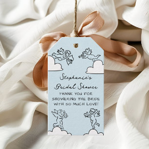 Blue Hand Drawn Match Made In Heaven Bridal Shower Gift Tags