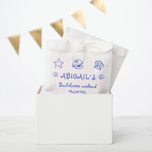 Blue hand drawn scribble sea shells bachelorette favour bag