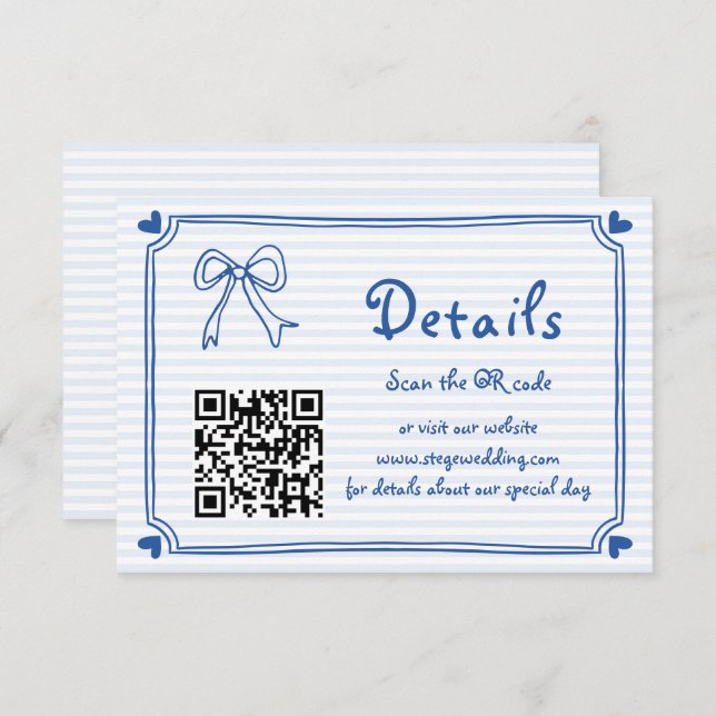 Blue Hand drawn scribble stripes wedding Enclosure (Front/Back)