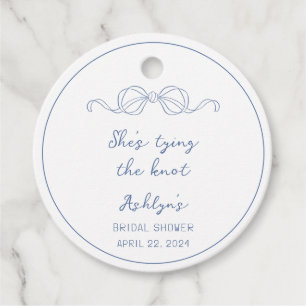 Blue Hand Drawn Shes Tying the Knot Gift Tag