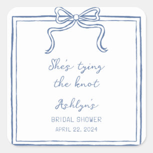 Blue Hand Drawn She's Tying the Knot Sticker