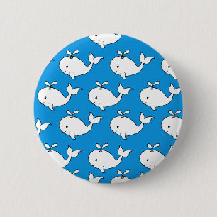 Blue Hand Drawn Whale Pattern Whale Cartoon 6 Cm Round Badge