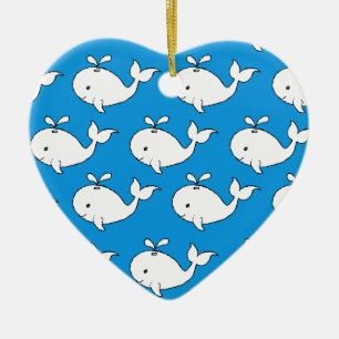 Blue Hand Drawn Whale Pattern Whale Cartoon Ceramic Tree Decoration