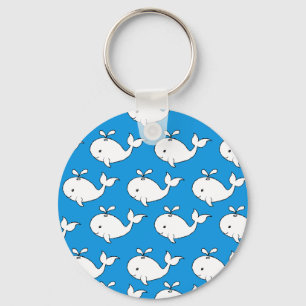 Blue Hand Drawn Whale Pattern Whale Cartoon Key Ring
