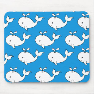 Blue Hand Drawn Whale Pattern Whale Cartoon Mouse Pad
