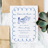 Blue Hand Drawn Whimsical Cake Tea Bridal Shower