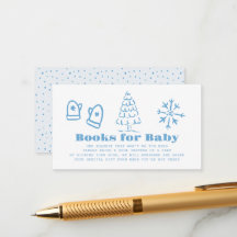 Blue Hand-Drawn Winter Baby Shower Book Request