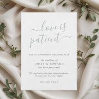 Blue Hand Script Wedding Postponement Announcement