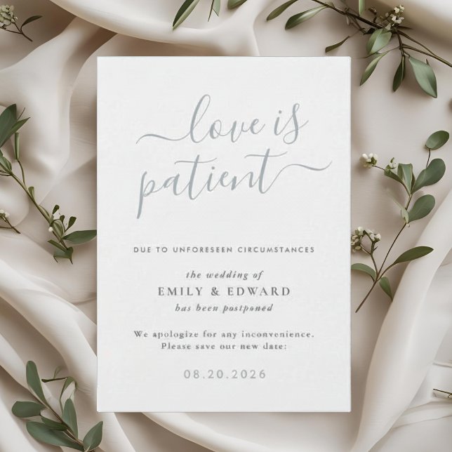 Blue Hand Script Wedding Postponement Announcement (Creator Uploaded)