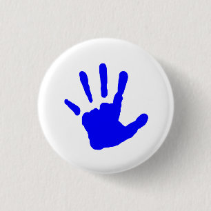 Blue Handprint 3 Cm Round Badge