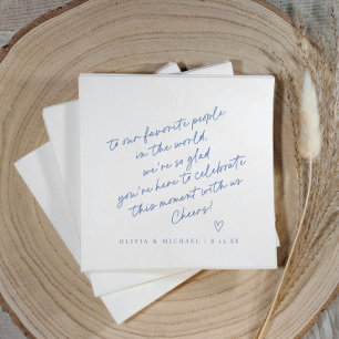 Blue Handwritten Love Note Style Wedding Napkin