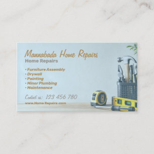 Blue Handyman Home Repair Maintenance Service Business Card