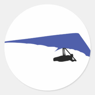 blue hang-glider icon classic round sticker